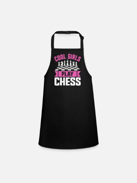 Chess Player Cool Girls Play Chess - Children's Apron - black - Front