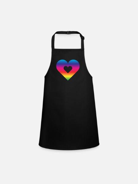 Rainbow Heart Homosexuality LGBT Love - Children's Apron - black - Front