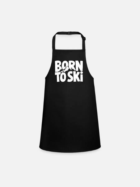 Born To Ski Skifahrer Skifahren Wintersport - Schürze für Kinder - Schwarz - Vorne