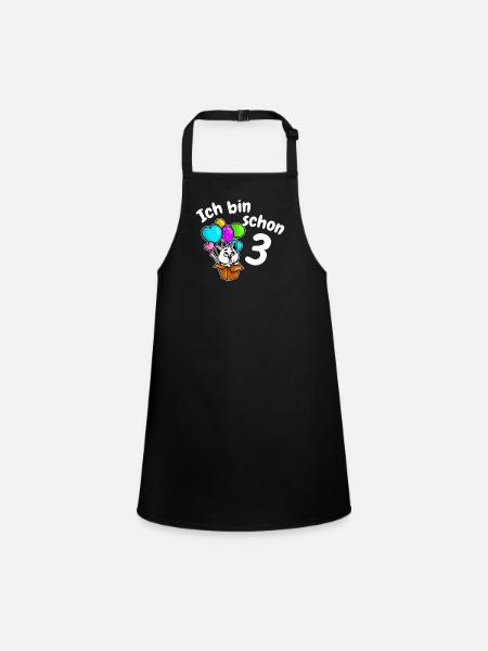 3rd Birthday Cute Kitten Cat Three 3 Years - Children's Apron - black - Front