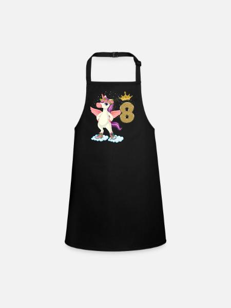 Licorne anniversaire 8 ans - Tablier Enfant - noir - Devant