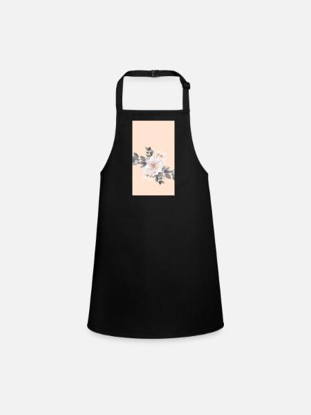 Couleur Pastel Roses Skintone Feuilles Grises Florales - Tablier Enfant - noir - Devant