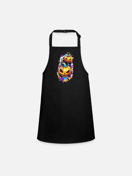 Jack o Lantern 01 - Children's Apron - black - Front