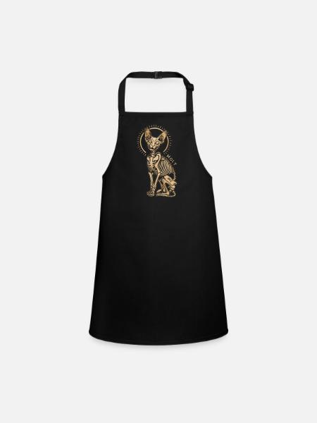 chat sphinx squelette tatouage - Tablier Enfant - noir - Devant