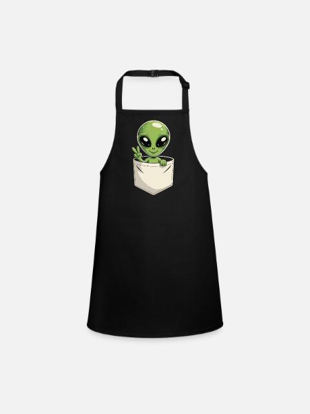 Alien in der Tasche Peace Science Fiction - Schürze für Kinder - Schwarz - Vorne