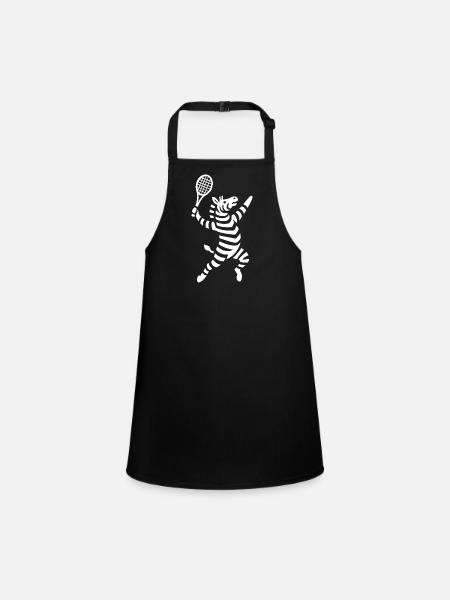 Minimalist Zebra Tennis Player Backhand - Children's Apron - black - Front