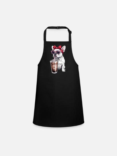 Französische Bulldogge mit Sonnenbrille - Schürze für Kinder - Schwarz - Vorne
