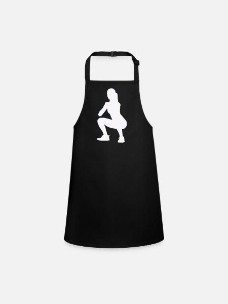 Frau Silhouette Squat - Schürze für Kinder - Schwarz - Vorne