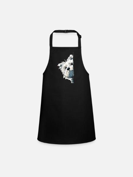 Peeking Westie Terrier Süßes Hundeliebhaber-Merch - Schürze für Kinder - Schwarz - Vorne