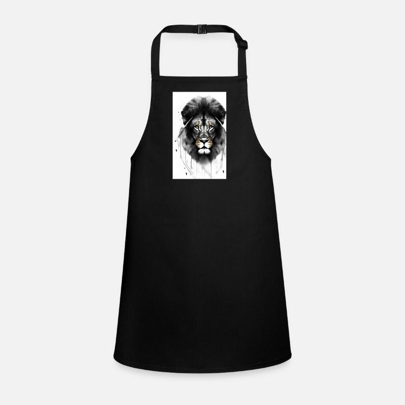 Lion Black and White - Children's Apron - black