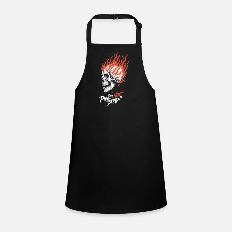 Crâne en Flammes Punk’s Not Dead – Burning Skull Tablier Enfant