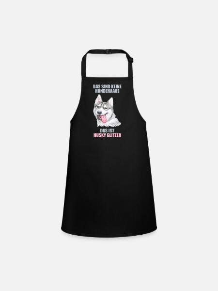 Husky Glitzer Hundehalter Hundehaare - Schürze für Kinder - Schwarz - Vorne