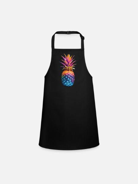 Ananas - Schürze für Kinder - Schwarz - Vorne