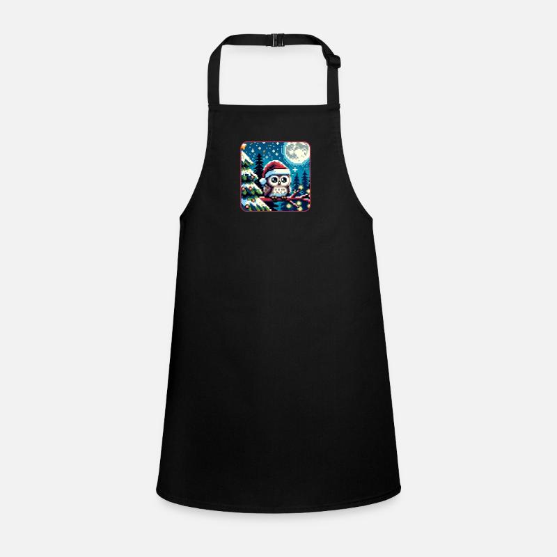 Cute owl with Santa hat sitting on a branch Children's Apron