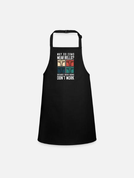 Cows Dairy Cow Farmer - Children's Apron - black - Front