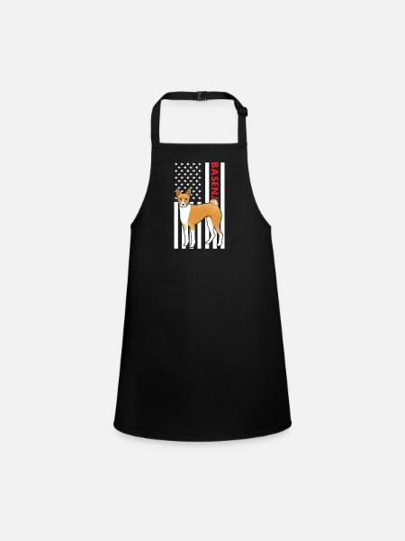 Chien Basenji Us drapeau - Tablier Enfant - noir - Devant