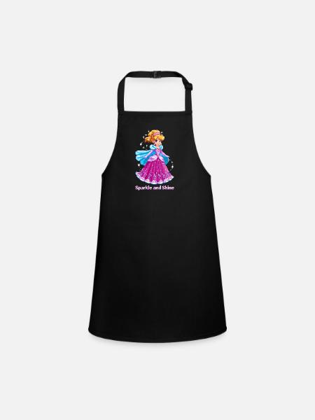 Pixel Art Anime Princess - Children's Apron - black