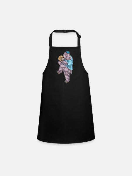 Hippopotamus Gant de baseball - Tablier Enfant - noir - Devant
