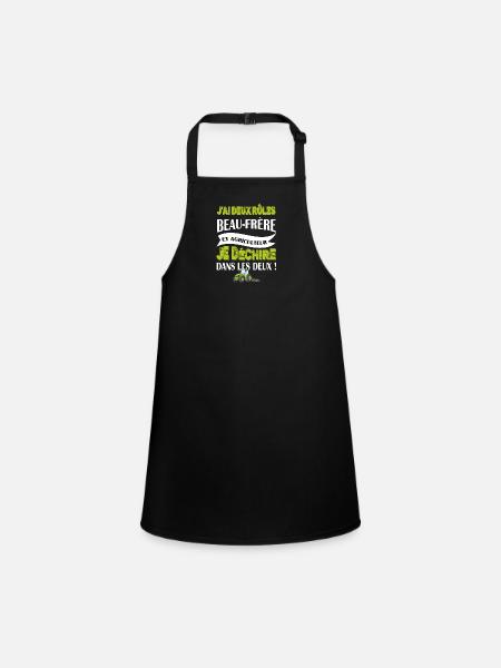J'ai deux rôles beau-frère et agriculteur t-shirt - Tablier Enfant - noir - Devant
