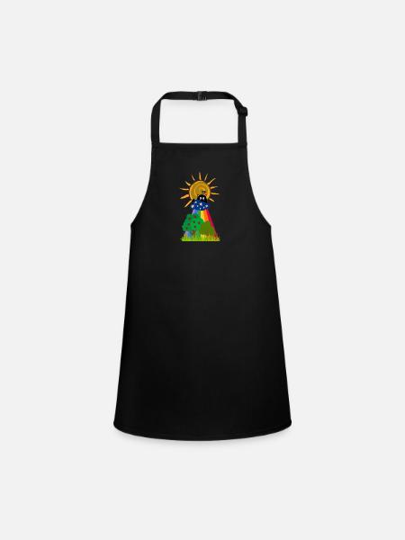 The surprised cat in the clouds - Children's Apron - black - Front