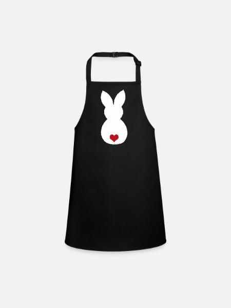 Lapin avec pompon coeur / Lapin de Pâques Lapin de Pâques - Tablier Enfant - noir - Devant