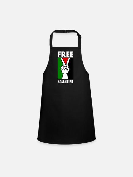 Free palestine Peace sign victory sign hand - Children's Apron - black - Front