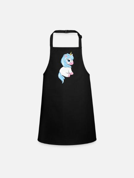 Timide mignon bébé licorne - Tablier Enfant - noir - Devant