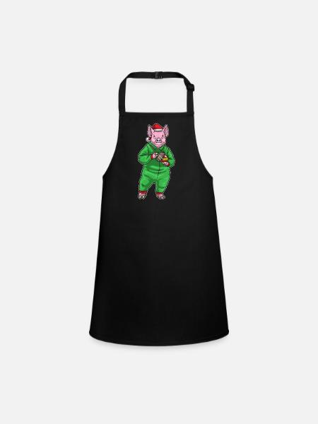 Nettoyant de Noël pour cochon - Tablier Enfant - noir - Devant
