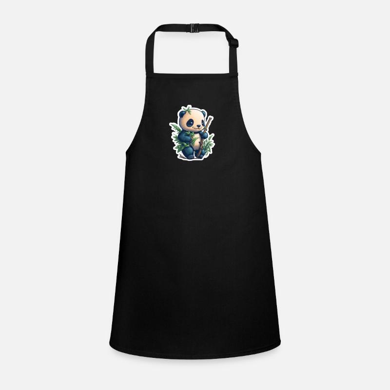 Panda mignon avec bambou - Tablier Enfant - noir