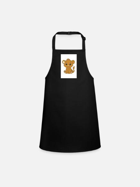Kawaii lion cub - Children's Apron - black - Front