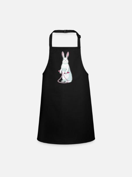 Hase Seilspringen Springseil Fitness - Schürze für Kinder - Schwarz - Vorne