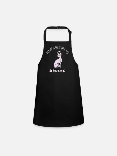 Cat miez pink askMe cute hip drawing - Children's Apron - black - Front