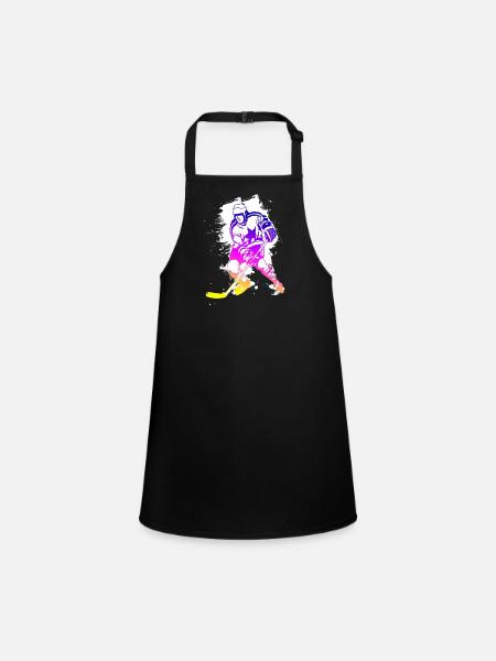 hockey rainbow spatter hockey player tor cool - Children's Apron - black - Front