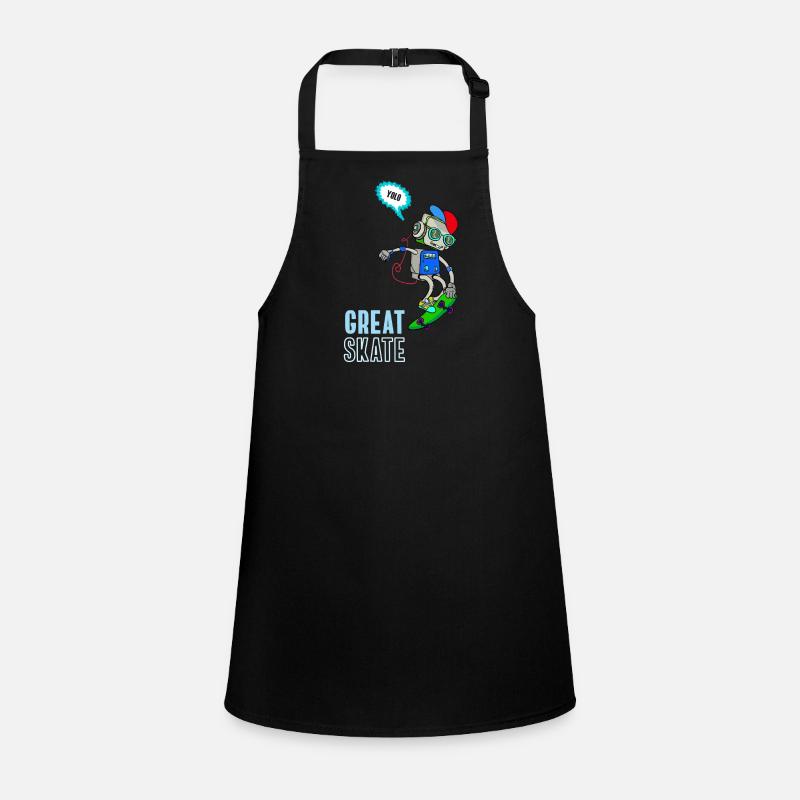 Skater robot skateboard halfpipe Yolo cool stree Children's Apron