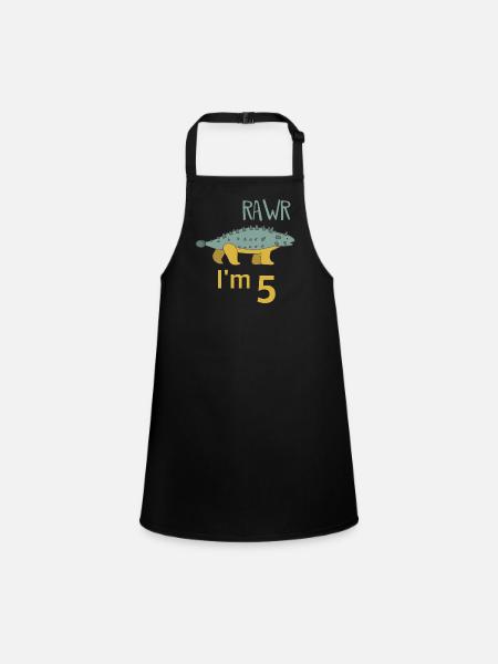 Pour cinq anniversaire pour les gars filles Ankylosaure - Tablier Enfant - noir