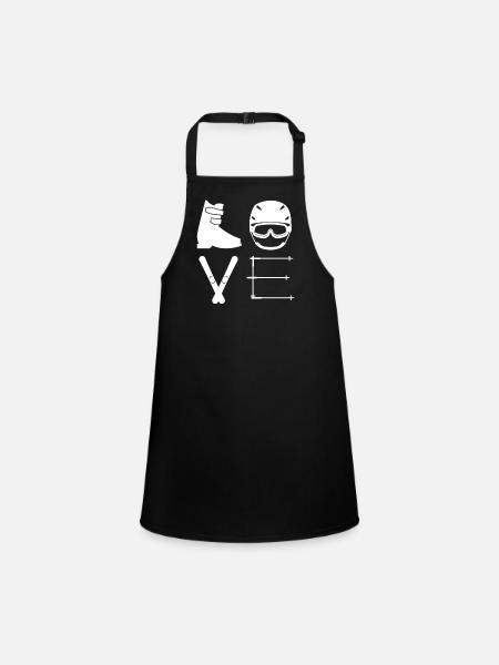 Ski love - Children's Apron - black - Front