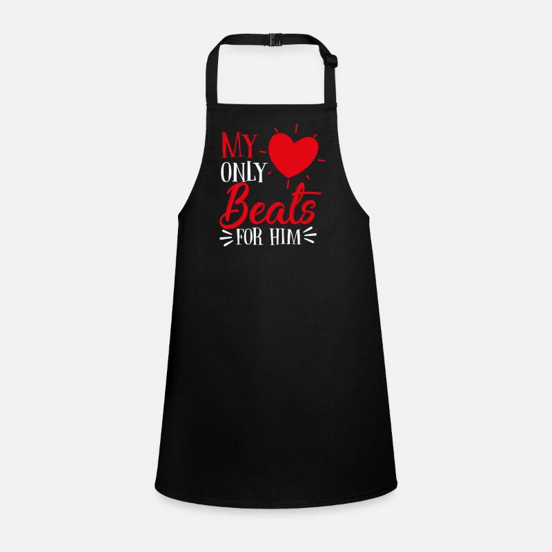 My Heart only beats for him - Children's Apron - black