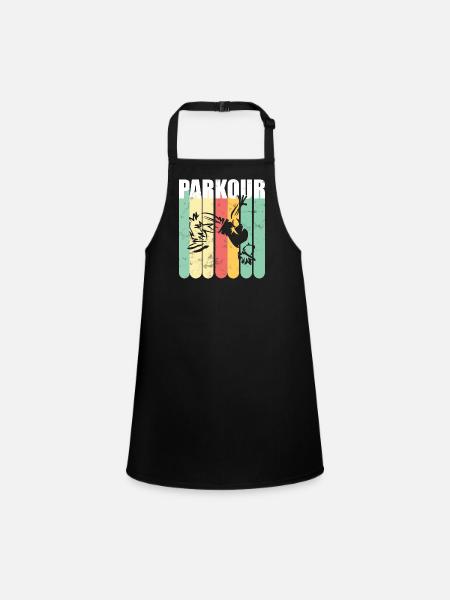 Parkour Retro - Schürze für Kinder - Schwarz - Vorne