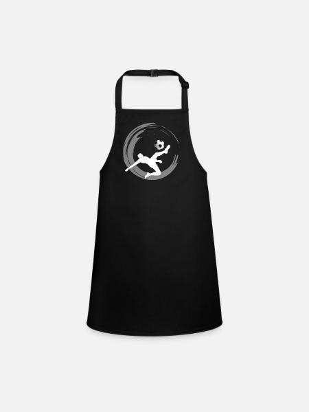Soccer footballer soccer shot goal club sport fan - Children's Apron - black - Front