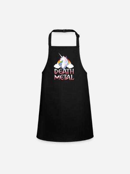 Death Metal - magical rainbow unicorn - Tablier Enfant - noir - Devant