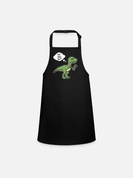 Ist das Bio? Dino - Vegan - Dinosaurier - Schürze für Kinder - Schwarz - Vorne