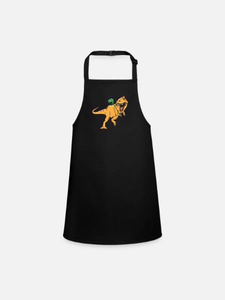 T-Rex - Dinosaure - Tyrannosaure - Tablier Enfant - noir - Devant
