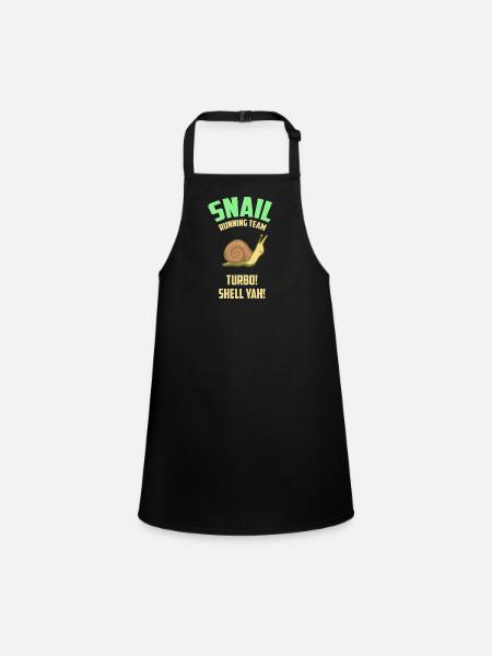Snail Running Team - Schnecke - Geschenk - Schürze für Kinder - Schwarz - Vorne