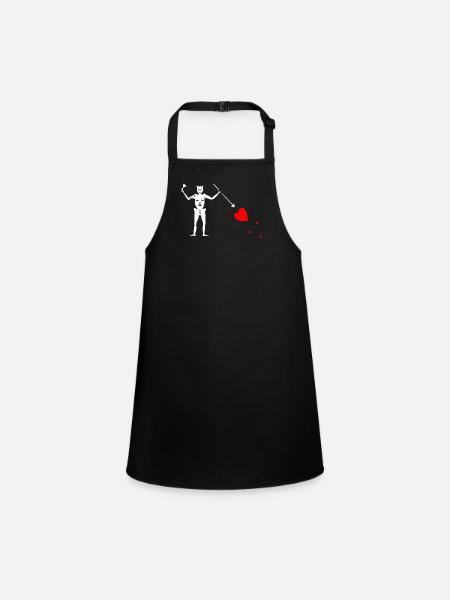 Blackbird pirate heart crown spear skeleton Caribbean - Children's Apron - black - Front