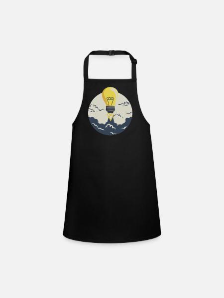 Light bulb rocket, for entrepreneurs and startups - Children's Apron - black - Front