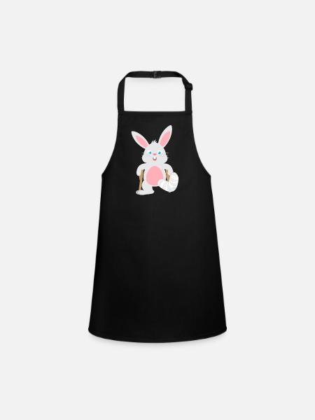 Kindershirt Hase mit Gipsbein Tiershirt Hase - Schürze für Kinder - Schwarz - Vorne