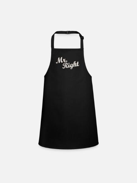Mr Right Paarshirt / Partnershirt Idée cadeau - Tablier Enfant - noir - Devant