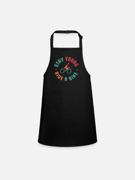 Stay Young, ride a bike - Children's Apron - black - Front