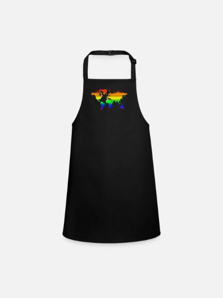 Regenbogen Welt - Schürze für Kinder - Schwarz - Vorne