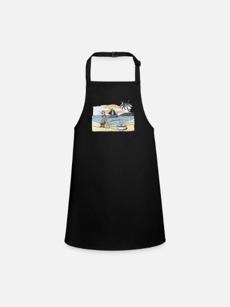 Angeln Angler Fisch Hobby Fischen Sport Fischerei - Schürze für Kinder - Schwarz - Vorne